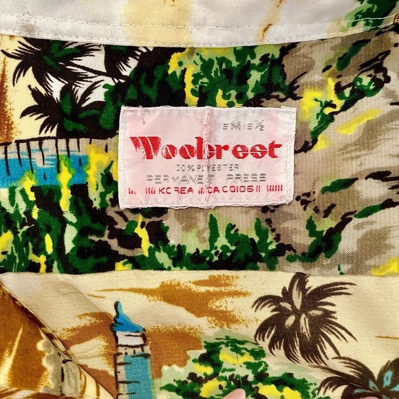 Vintage Woolcrest 50’s Men’s Hawaiian shirt w/palm trees w/populated sandy beach - Picture 11 of 11